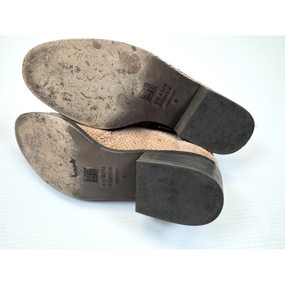 Eileen Fisher Tuck2 Ankle Booties Women 9 EUC Snake Skin Leather Zip Closure - Picture 6 of 11